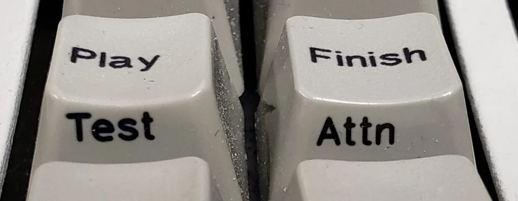 Brand New Model F March 2022 Update – third container shipment currently at sea, 2022 shipping plans, and more! 4 This photo below shows two example IBM-sublimated keys on my F122 – note the varying angles and blurriness/thicknesses of the front printing even for IBM: