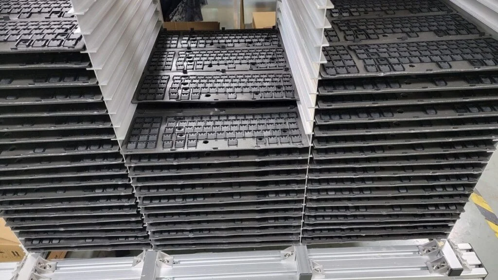 Brand New Model F March 2022 Update – third container shipment currently at sea, 2022 shipping plans, and more! 7 This photo also shows the more authentic XT style foam being used for the current container shipment, as opposed to the foam used for prior shipments. As the new foam is less dense, I expect it will result in sound quality that is slightly less muffled, but this may not be noticeable. For those who prefer the higher sound dampening properties of the older foam, all of the extra foam is still that style (there is no option to get extras of the XT style foam at this time, besides the foam for the IBM XT keyboard itself which is still available in limited quantities).
