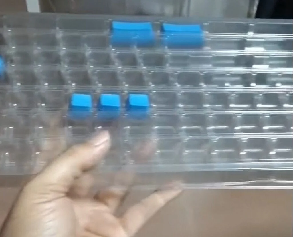 To protect the pad printing which is less durable than sublimation printing by design, these keycaps will be packaged both before and after the pad print process in custom blister packaging. The first sample blister pack is below (apologies for the low quality image). These should be available to order separately in the future, to store other Model F keycap sets. Note: by design, the blister packs do not hold a spacebar, and they contain additional spaces for keycaps, more than what would fill a regular board.